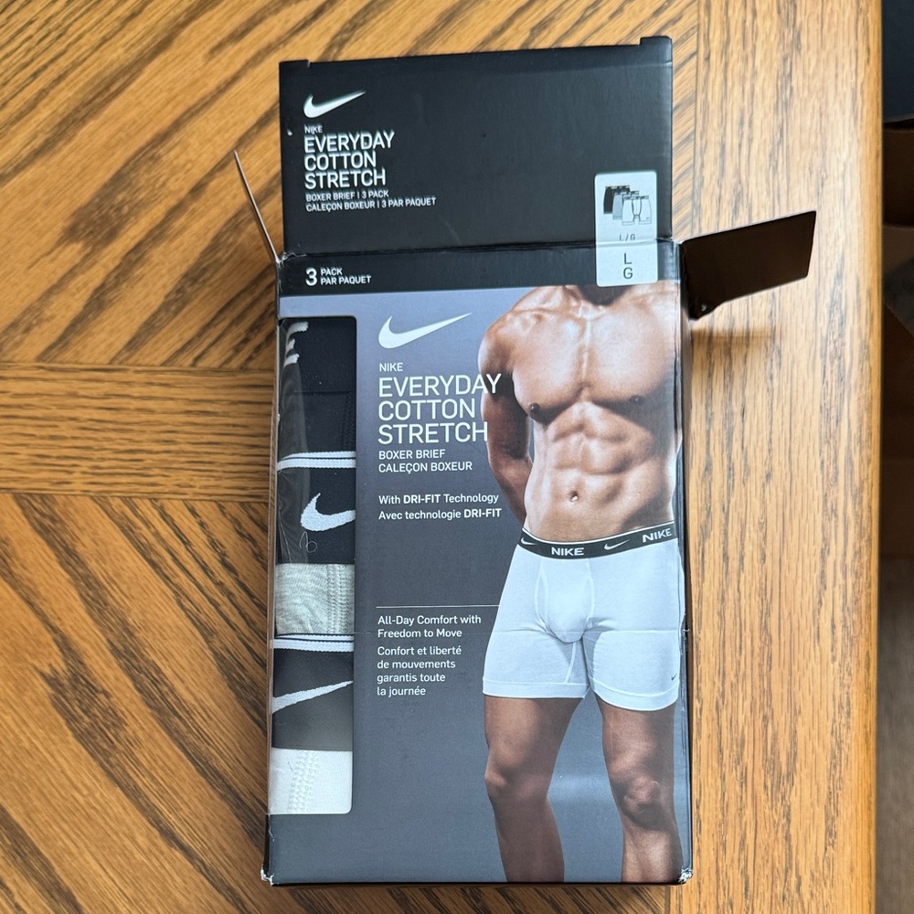 Nike Everyday Cotton Stretch Boxer Briefs - Black, White, Gray